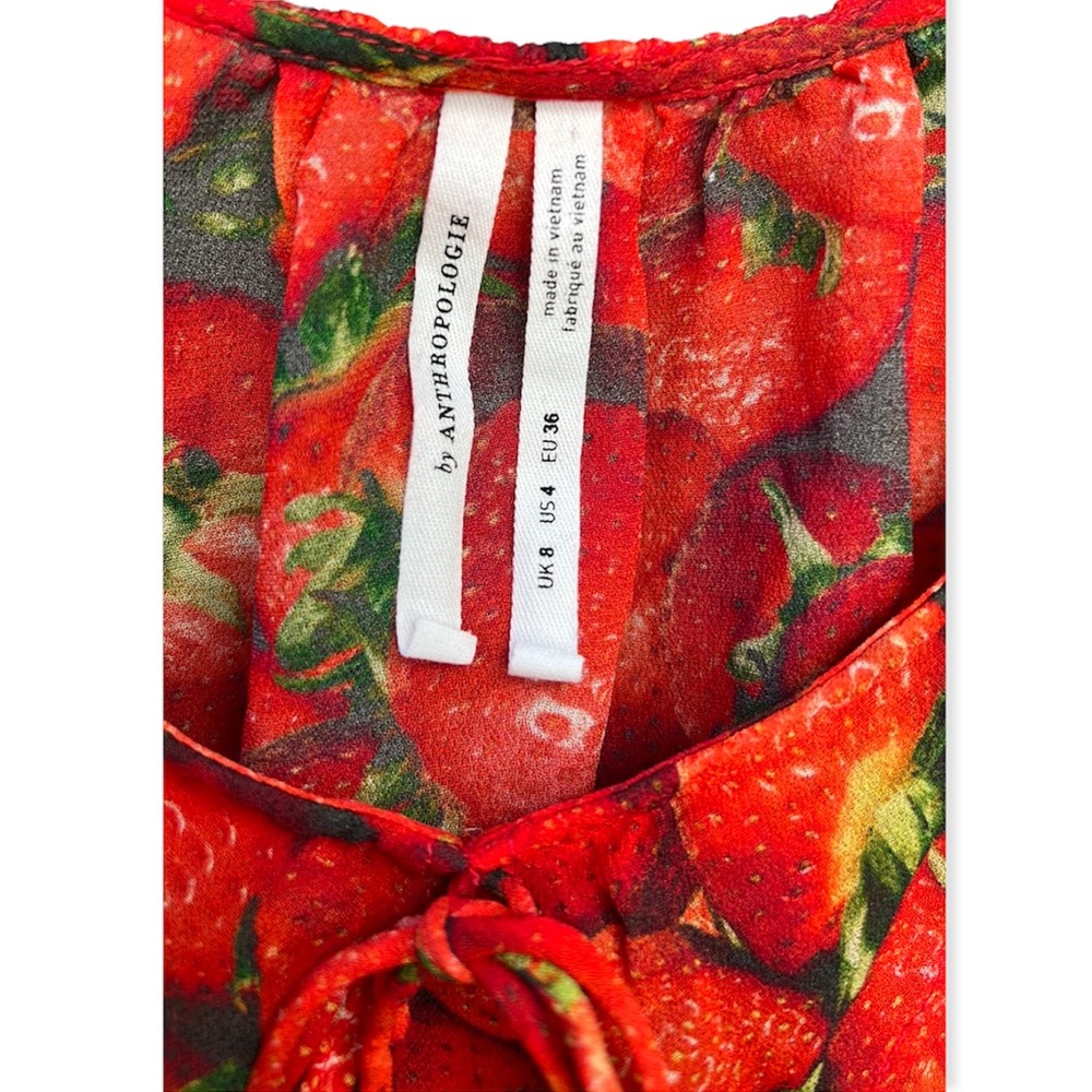 Anthropologie Strawberry Ruffle Top - Picture 4 of 7